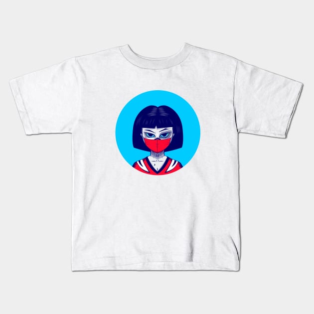 Girl with a mask Kids T-Shirt by Priscila Floriano